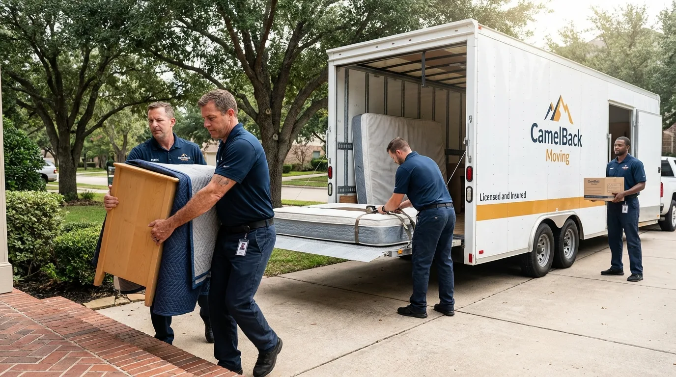 Crew loading residential truck for cross-state move from Jackson, SC