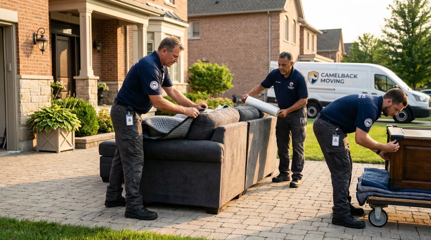 Large estate moving crew wrapping furniture in Jackson, SC